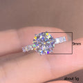 Round Clear Solitaire Pave Band Ring In Polished Silver Tone view 5