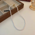 White Faux Pearl Strand Gold Clasp Choker Necklace Piece view 1