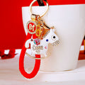 Jeweled Rocking Horse Keychain with Six Fortune Loops and Plain Option view 3