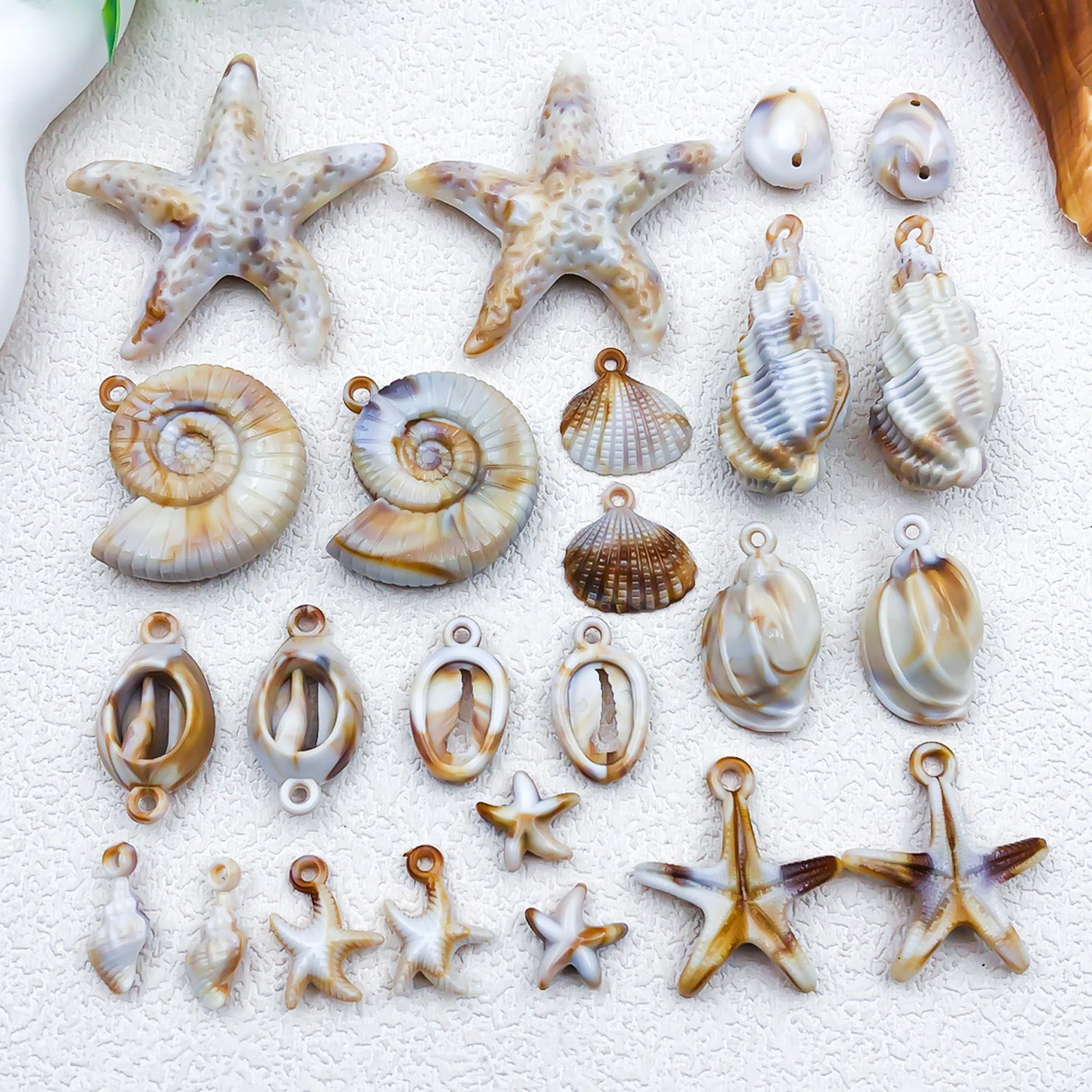Beige Acrylic Conch Shell Starfish Cloud Charm Pendant for Necklaces Bracelets Keychains