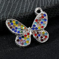 Pave Rhinestone Butterfly Charm Pendant Silver Tone And Gold Tone view 10
