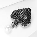 Black Spade Pearl Drop Brooch in Black for Jackets and Scarves view 2