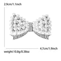 Pearl and Crystal Bow Brooch in Two Metal Tones Jacket and Scarf Accessory view 7