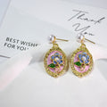 Gold Frame Floral Pearl Stud Drop Earrings Seven Styles view 7