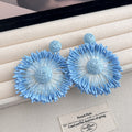 Eleven Color Woven Sunburst Round Statement Earrings view 3