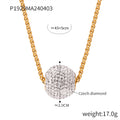 Czech Diamond Pave Sphere Pendant Wheat Chain Necklace view 7