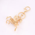 Gold Pegasus Keychain Multicolor Cat Eye Stones Rhinestones view 3