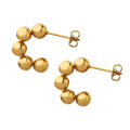Beaded Ball C Shape Stud Hoop Earrings Gold And Steel Tone view 5