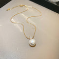Round Pearl Pendant Necklace With Clear Crystal Accent view 6
