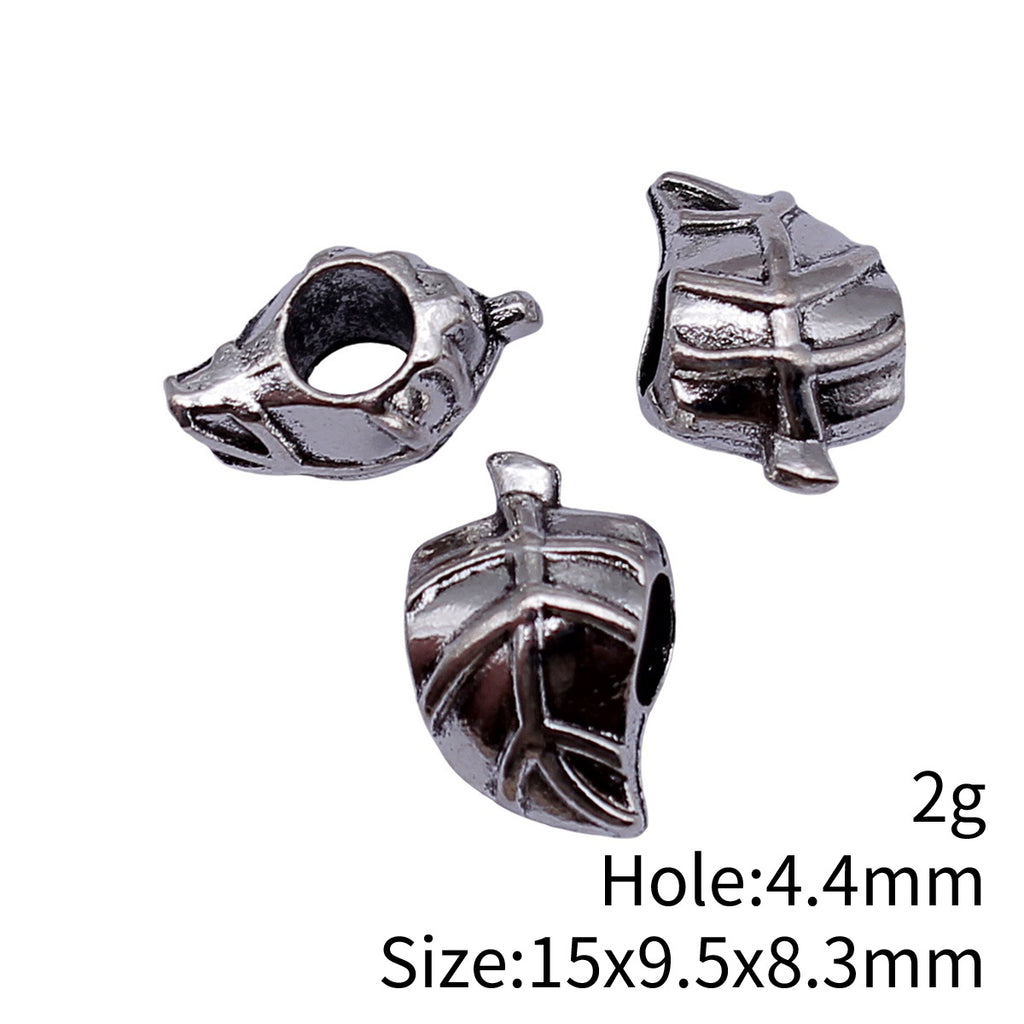 15x9.5x8.3mm 2g Antique Silver Zinc Alloy Leaf Large Hole Beads for DIY Bracelet Jewelry Making