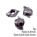 Antique Silver Leaf Large Hole Bead Jewelry Making Component view 3