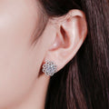 Floral Cluster Crystal Stud Earrings in Silver Tone view 3