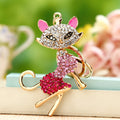 Long Tail Jeweled Fox Keychains in Fuchsia and Blue with Unlisted Fox Images view 6