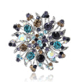 Round Crystal Flower Brooch In 2 Styles With Polished Metal Details view 5