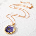 Gold Tone Scalloped Resin Pressed Flower Pendant Necklaces in Seven Designs view 4