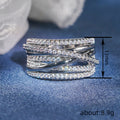 Crisscross Multi-Rail Pave Extra-Wide Ring In Polished Silver Tone view 4