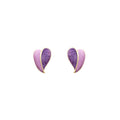 Purple and Yellow Sculptural Half Heart Stud Earrings view 5
