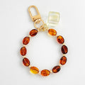 Coffee Bean Bead Bracelet Keychain With Crystal Accent view 7