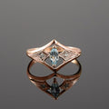 Rose Gold V Band Ring Marquise Light Blue Center Stone view 2