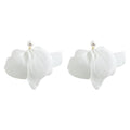 White Mesh Flower Pearl Stud Drop Earrings Sheer Petals view 5