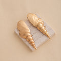 Gold Tone Textured Conch Shell Stud Earrings in Two Sizes view 4