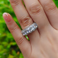Silver-Tone Five Cushion Cubic Zirconia Brass Band Ring, Sizes 6-10 view 2