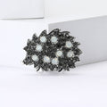 Crystal Hedgehog Brooch Black Opal Stones Gold Silver view 3