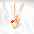 Gold Tone Puffy Heart Pendant Necklaces with Evil Eye Accents view 3