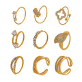 Open Stack Rings Zircon Pearl Flower Heart Leaf Gold Steel view 5