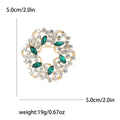 Gold Rhinestone Circle Wreath Brooch Red Blue Green view 9