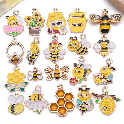 Printed detail graphic for the bee and sunflower charms