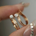 Double Row Crystal Huggie Earrings in Rose Gold Tone view 2