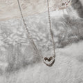 Open Heart Clear Stone Pendant Necklace In Gold And Silver Tones view 3