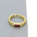Gold Tone Rectangular Crystal Chain Link Adjustable Rings in Four Colors view 8