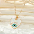 Gold Tone Colorful Enamel Heart Evil Eye Pendant Necklaces view 9