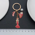 Red Black and White Dress Mannequin Metal Keychain Set view 3