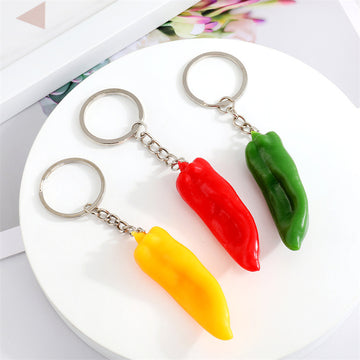 Realistic Chili Pepper Split Ring Keychains in Three Colors