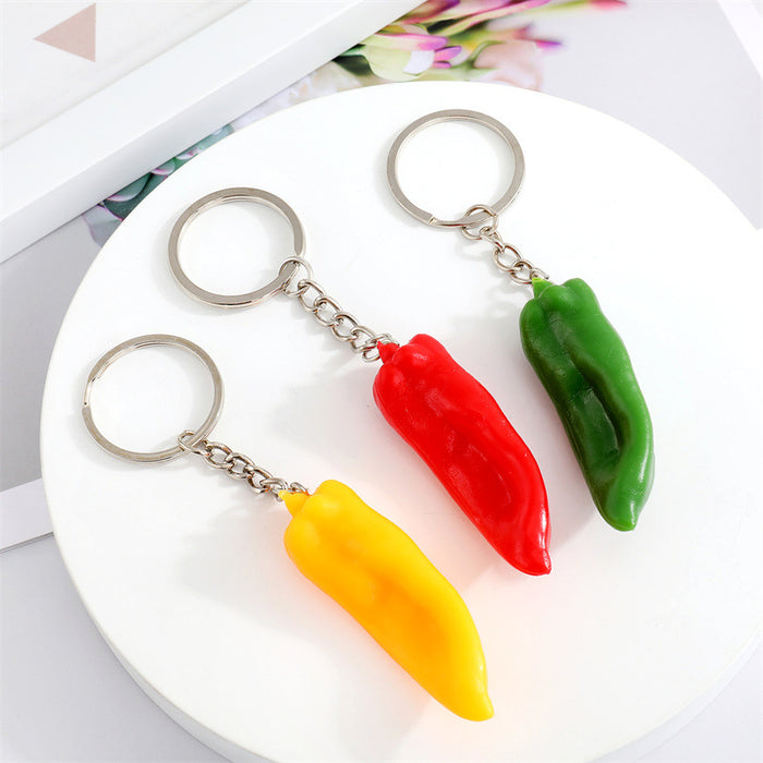 Realistic Chili Pepper Split Ring Keychains in Three Colors