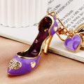 Jeweled Heart Accent Pump Keychains in Pink, White and Purple view 11