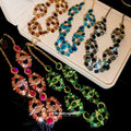 Crystal Round Teardrop Openwork Drop Earrings And Necklaces view 3