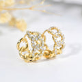 Gold Tone Openwork Crystal Hoop Earrings Polished Jewelry Accessory view 1