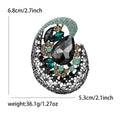 Openwork Oval Crystal Brooch in Teal or Champagne Colors view 6