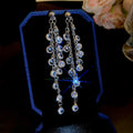 Silver Tone Crystal Strand Drop Earrings with Teardrop Ends view 6