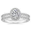 Oval Clear Solitaire Halo Two-Ring Set In Three Metal Tones view 5
