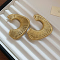 Metal Flower Cord Necklace Fan Hoop Earrings 3 Styles view 7