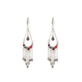 Antique Silver Red Blue Bead Chandelier Hook Earrings view 5