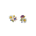 White Daisy Purple Berry And Multicolor Flower Asymmetric Stud Earrings view 5