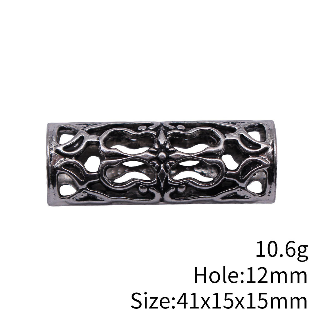 41x15x15mm 10.6g Multicolor Zinc Alloy Hollow Tube Large Hole Dreadlock Beads for Hair Braid Jewelry Making