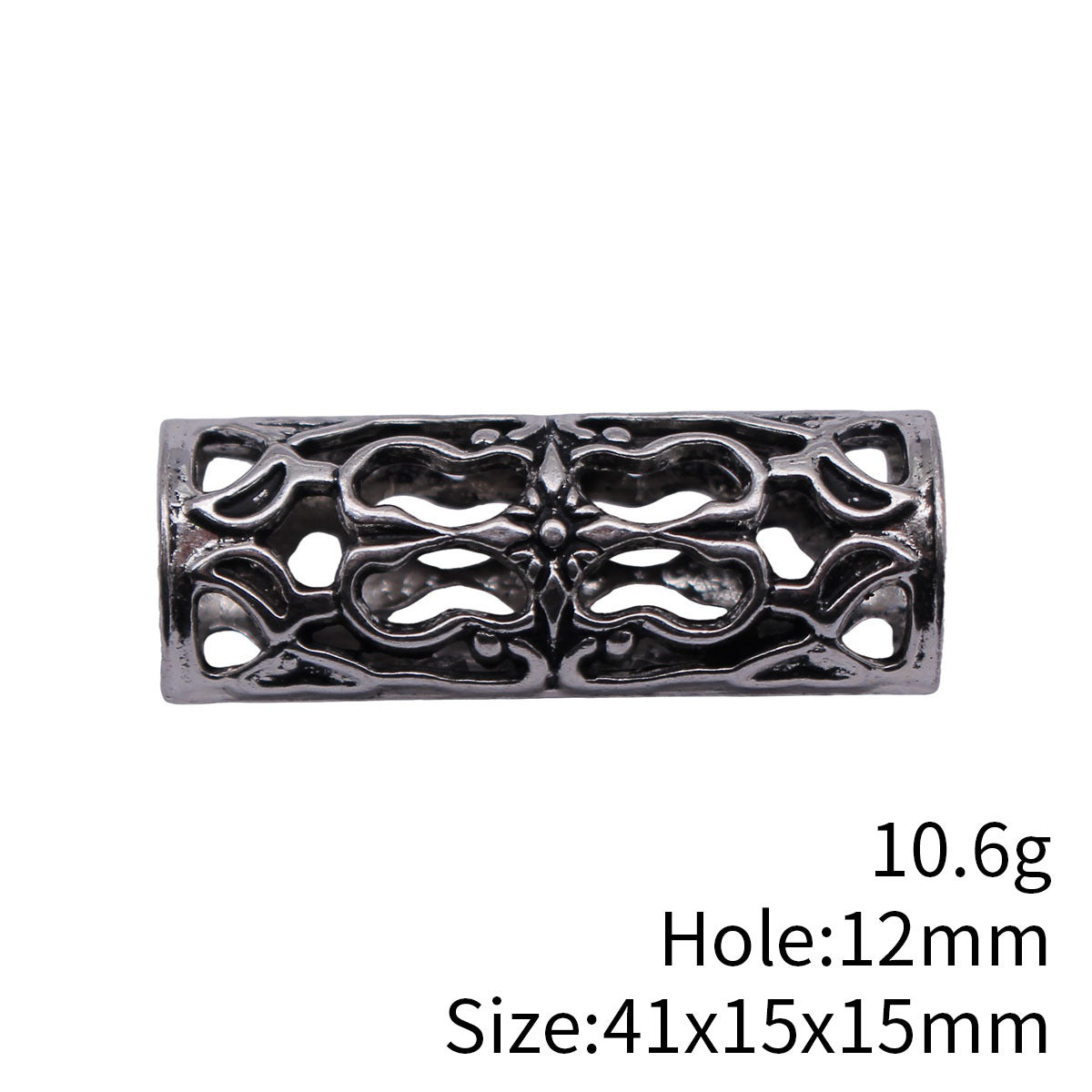 41x15x15mm 10.6g Multicolor Zinc Alloy Hollow Tube Large Hole Dreadlock Beads for Hair Braid Jewelry Making