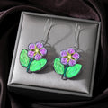 Silver Tone Colorful Flower Acrylic Long Hook Earrings in Eight Styles view 10